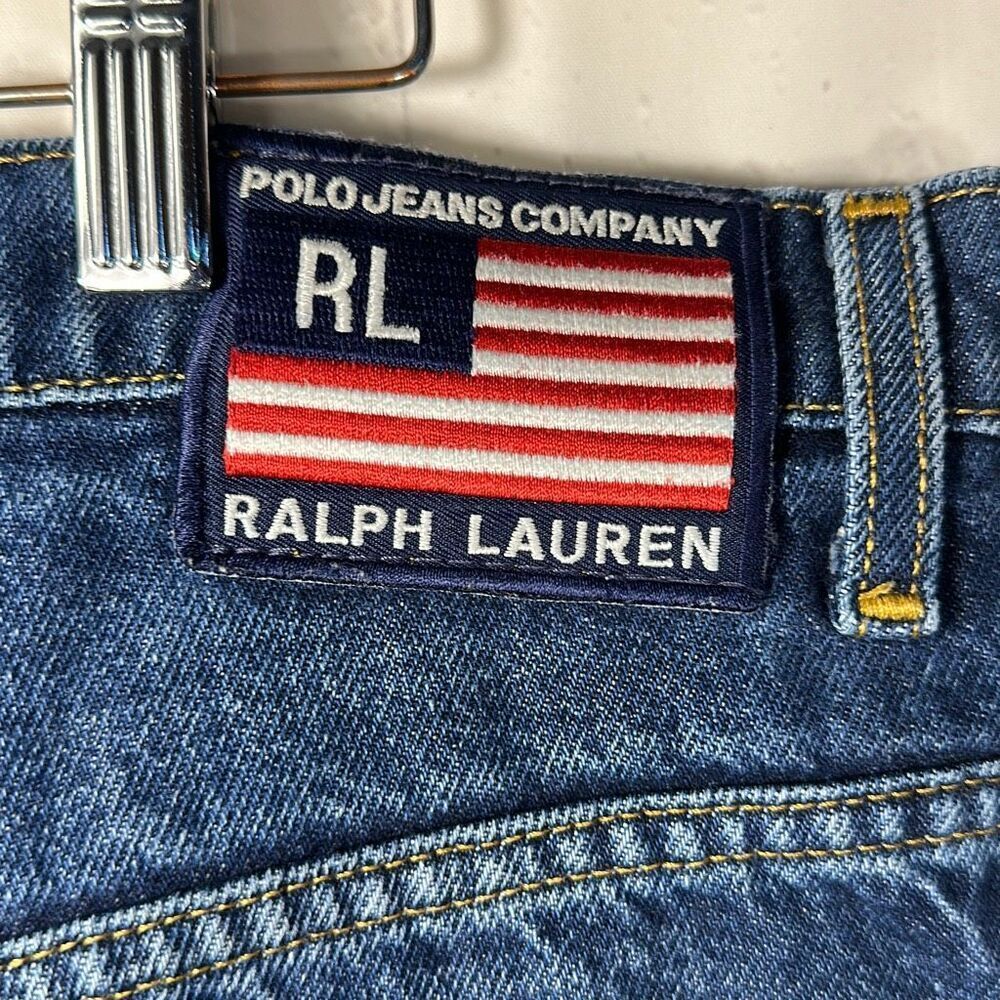 Polo Jean Co Banner Short Mens 38 Blue Jorts RL Flag Baggy Hip Hop Skater 12"